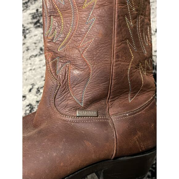 CHAPARRO COLUMBIA S.A. Western Cowboy Boots Hand Crafted Brown Men\'s Size 43